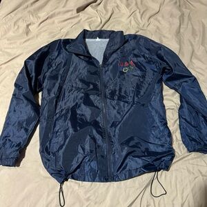 Navy blue windbreaker